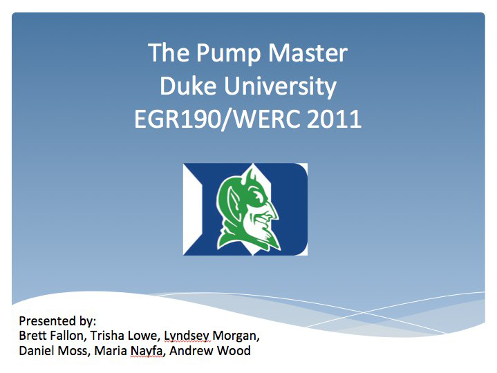 The Pump Master EGR190/WERC 2011